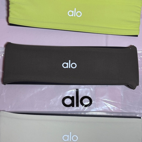 ALO Yoga  adult  Hairband Trio - Lime, Charcoal, and Ivory - Picture 3 of 4
